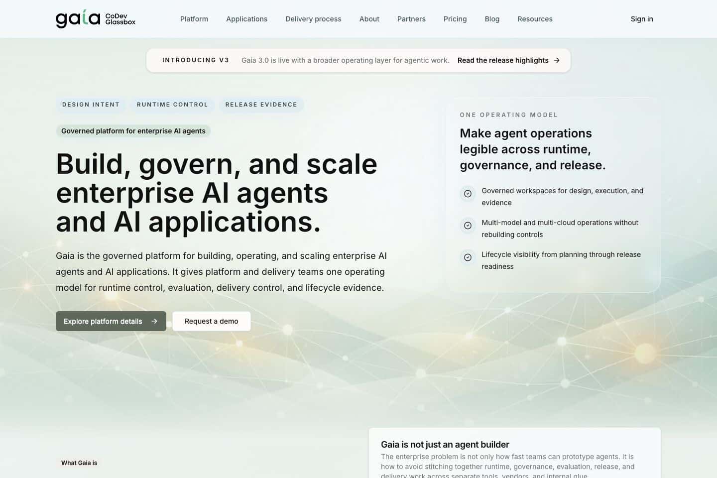 Gaia agentic systems platform interface