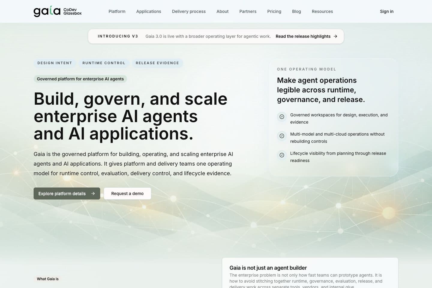 Gaia agentic systems platform interface