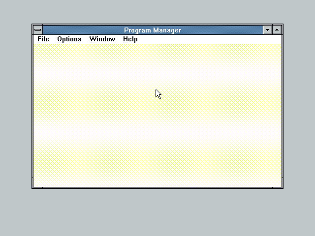 Windows 3.0 Program Manager with its File, Options, Window, and Help menus