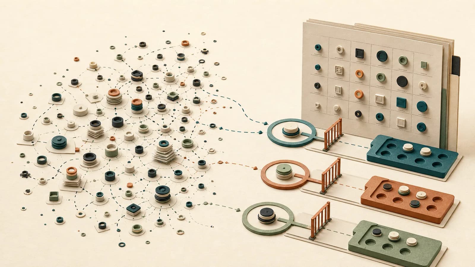 A sprawling network of autonomous actors being organized through identity and lifecycle gates