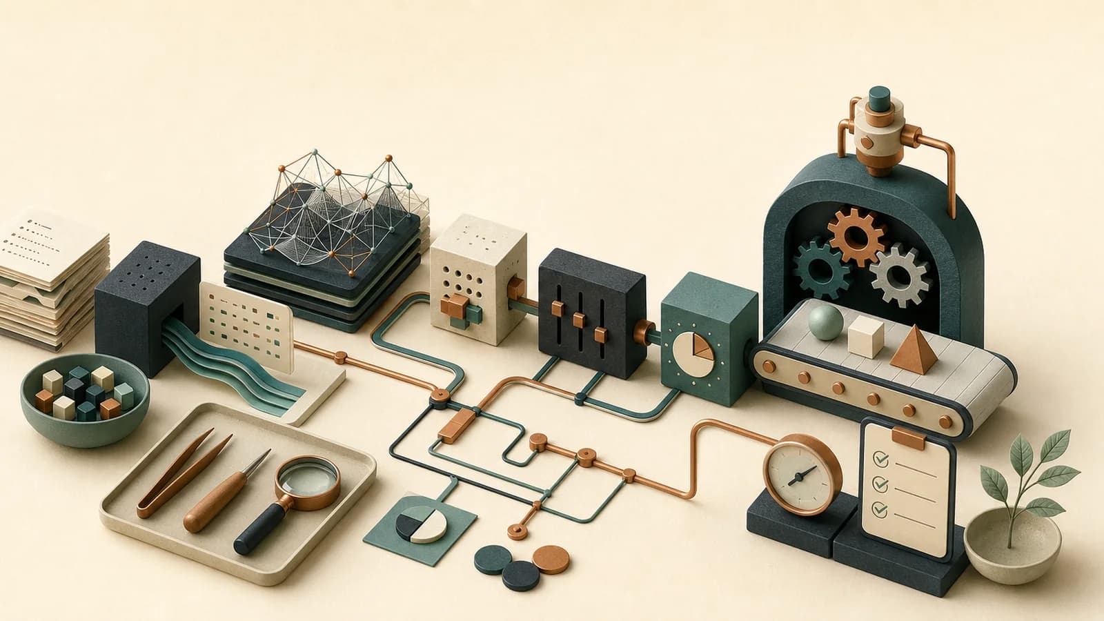 An engineering workbench assembling data, tools, controls, and workflow