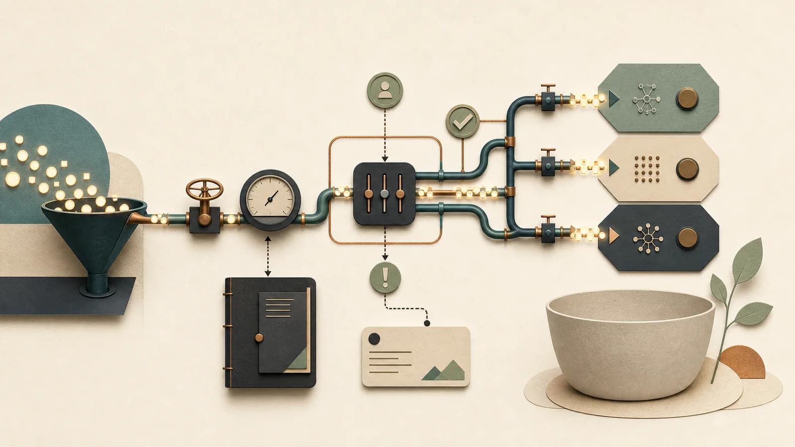 An editorial resource-routing system with token flows, controls, and budgets