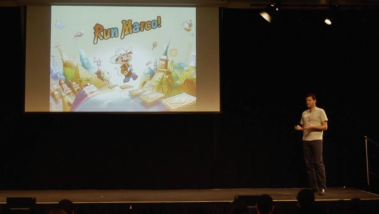 Kostas presenting Allcancode on stage at the Computer History Museum