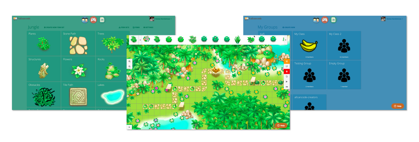 Allcancode version 2 with classroom tools and a game editor